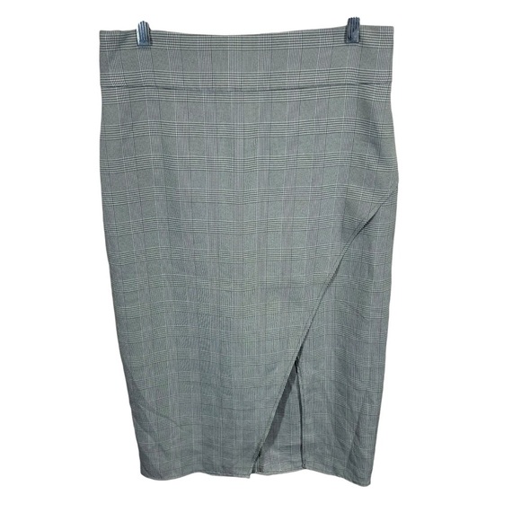 Wayf gingham plaid pencil skirt business casual women’s medium faux wrap - Picture 1 of 7